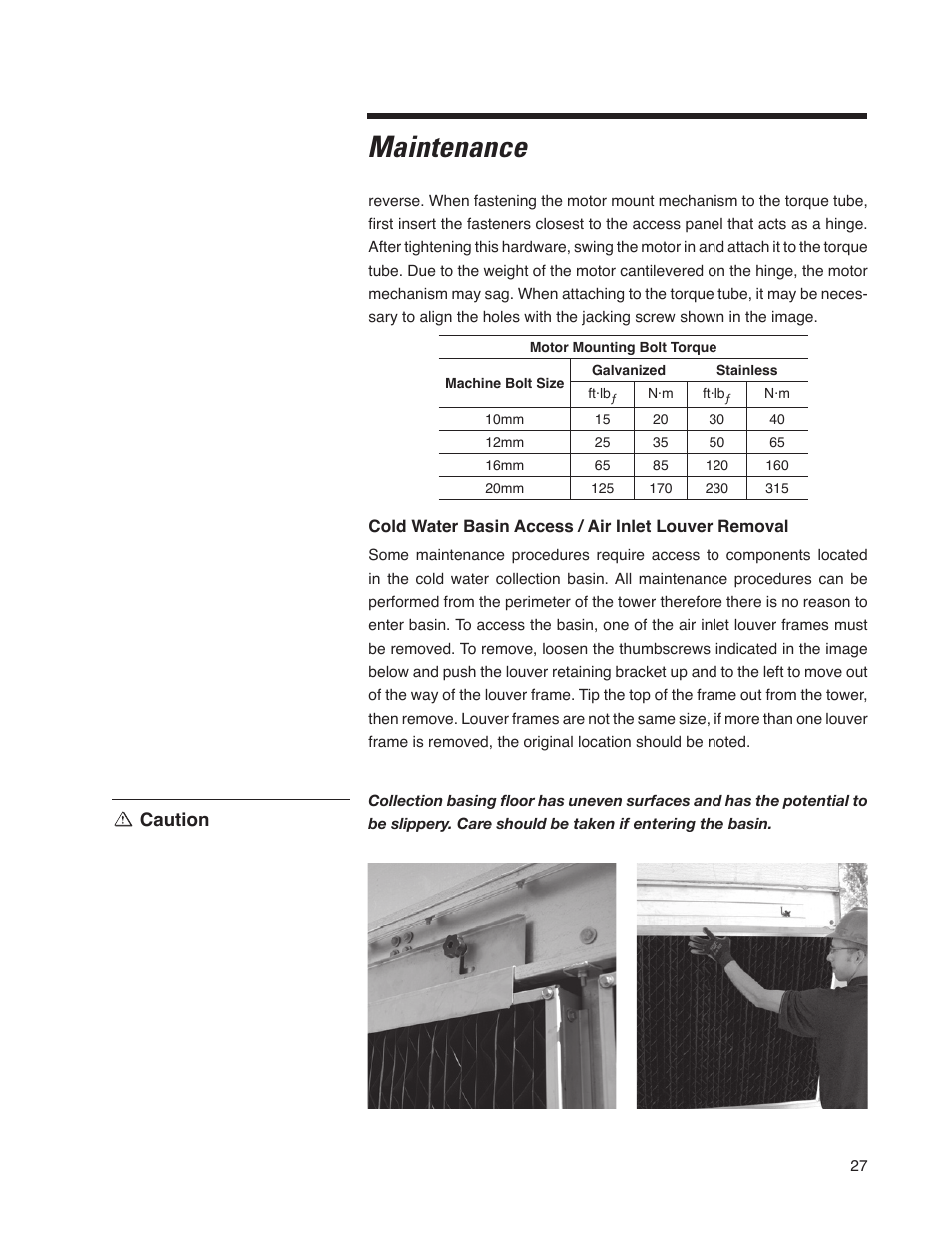 Maintenance | SPX Cooling Technologies Cooling Tower Marley MD User Manual | Page 27 / 40