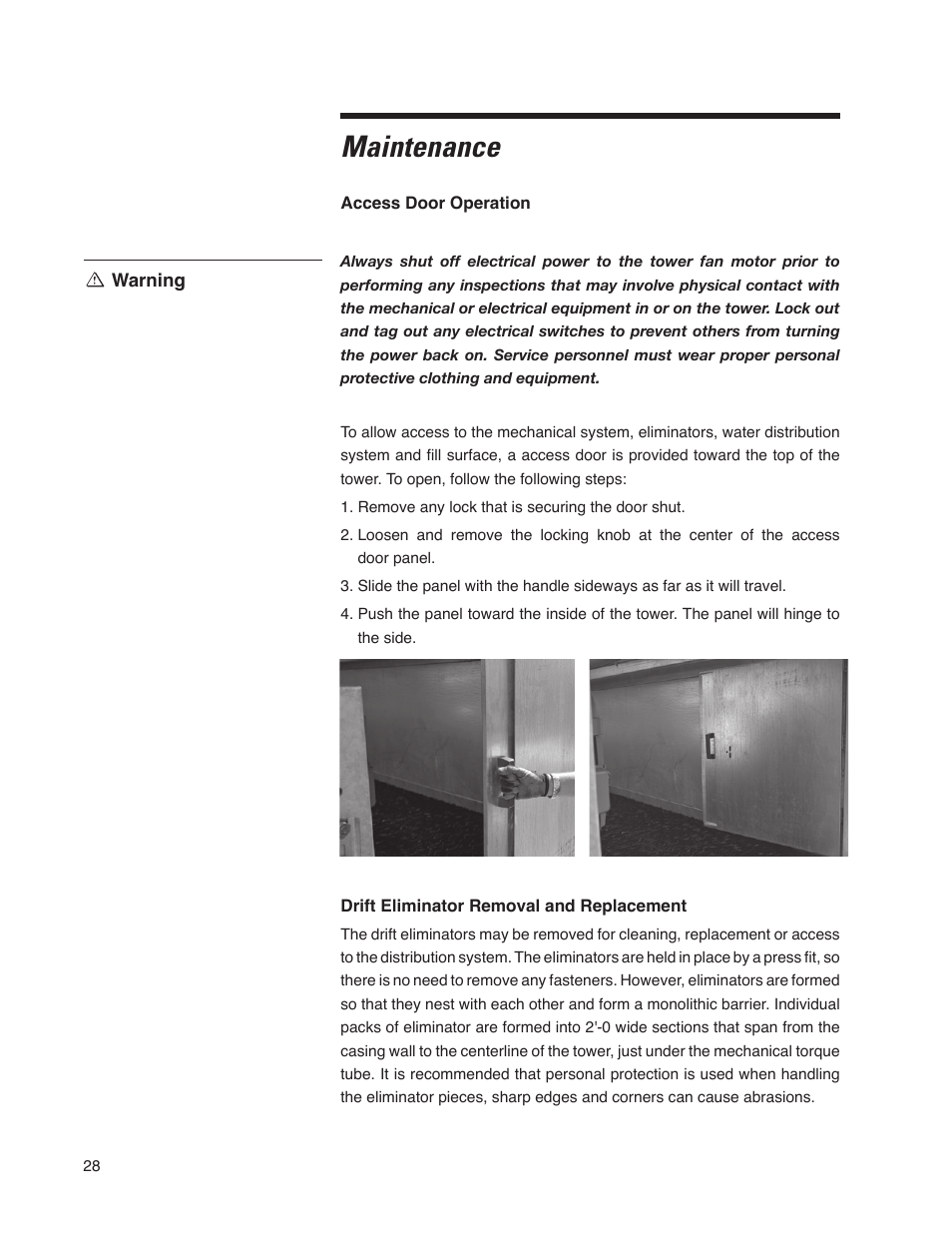 Maintenance | SPX Cooling Technologies Cooling Tower Marley MD User Manual | Page 28 / 40