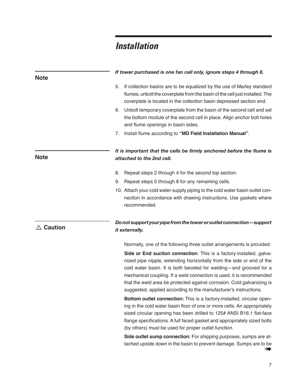 Installation | SPX Cooling Technologies Cooling Tower Marley MD User Manual | Page 7 / 40