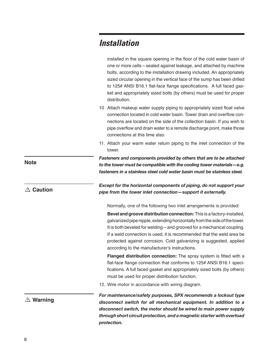 Installation | SPX Cooling Technologies Cooling Tower Marley MD User Manual | Page 8 / 40