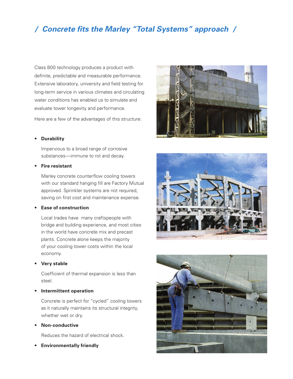 Concrete fits the marley “total systems” approach | SPX Cooling Technologies Mechanical Draft Cooling Tower Class 800 User Manual | Page 7 / 8