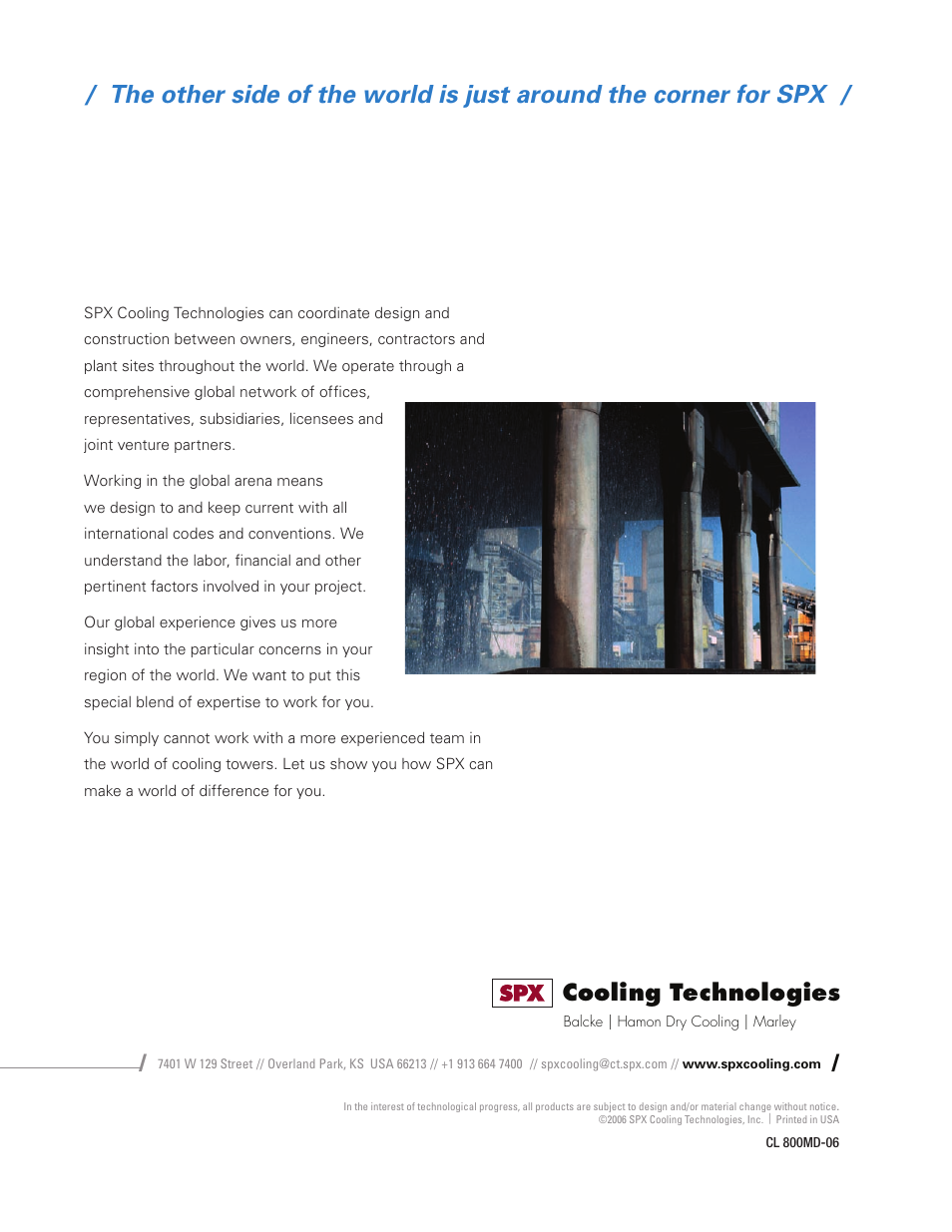 Cooling technologies | SPX Cooling Technologies Mechanical Draft Cooling Tower Class 800 User Manual | Page 8 / 8