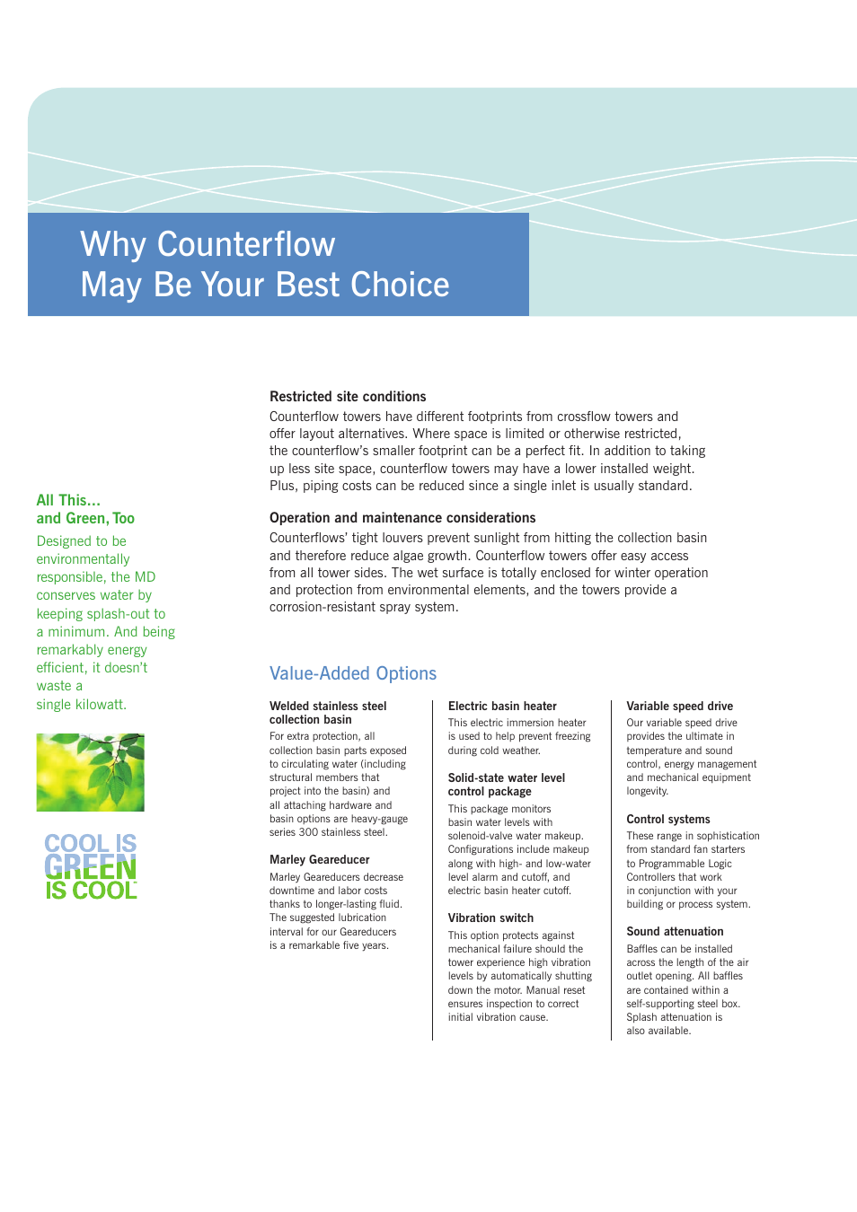 Why counterflow may be your best choice, Value-added options | SPX Cooling Technologies Cooling Tower MD-08F User Manual | Page 4 / 8