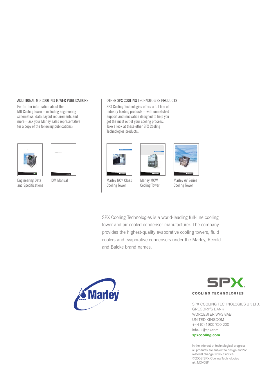 SPX Cooling Technologies Cooling Tower MD-08F User Manual | Page 8 / 8