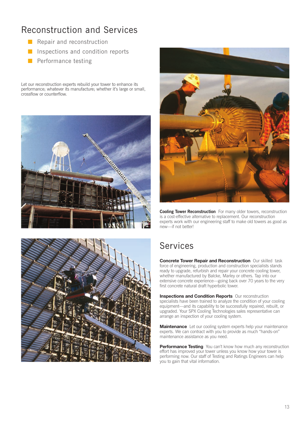 Services, Reconstruction and services | SPX Cooling Technologies G-600 User Manual | Page 13 / 16