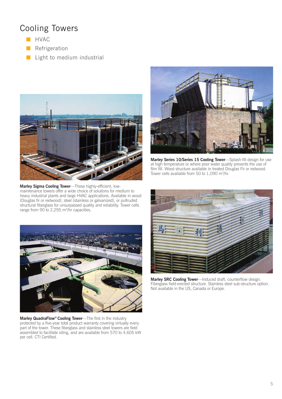 Cooling towers, Hvac ■ refrigeration ■ light to medium industrial | SPX Cooling Technologies G-600 User Manual | Page 5 / 16