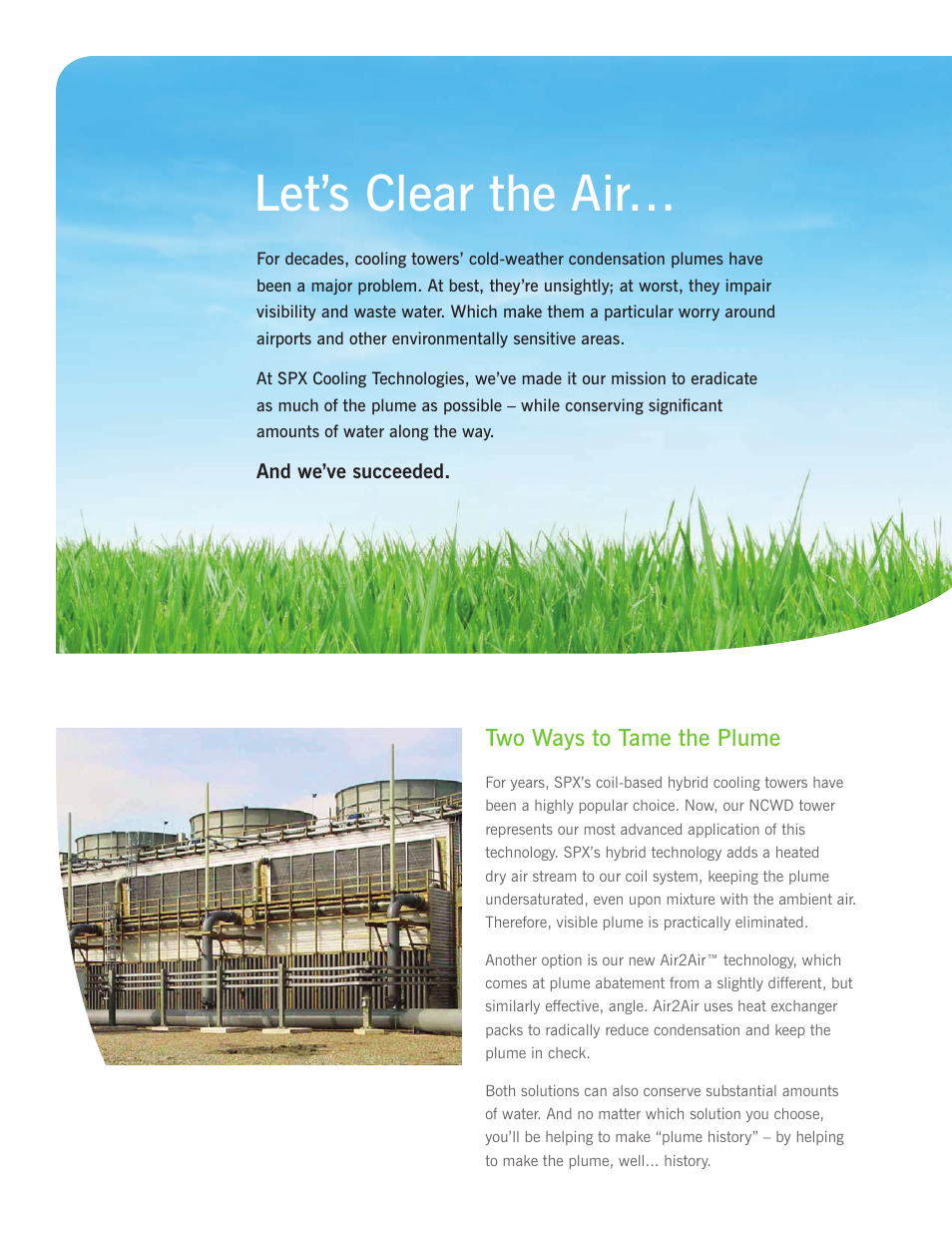 Let’s clear the air | SPX Cooling Technologies Hybrid Cooling Towers User Manual | Page 2 / 4