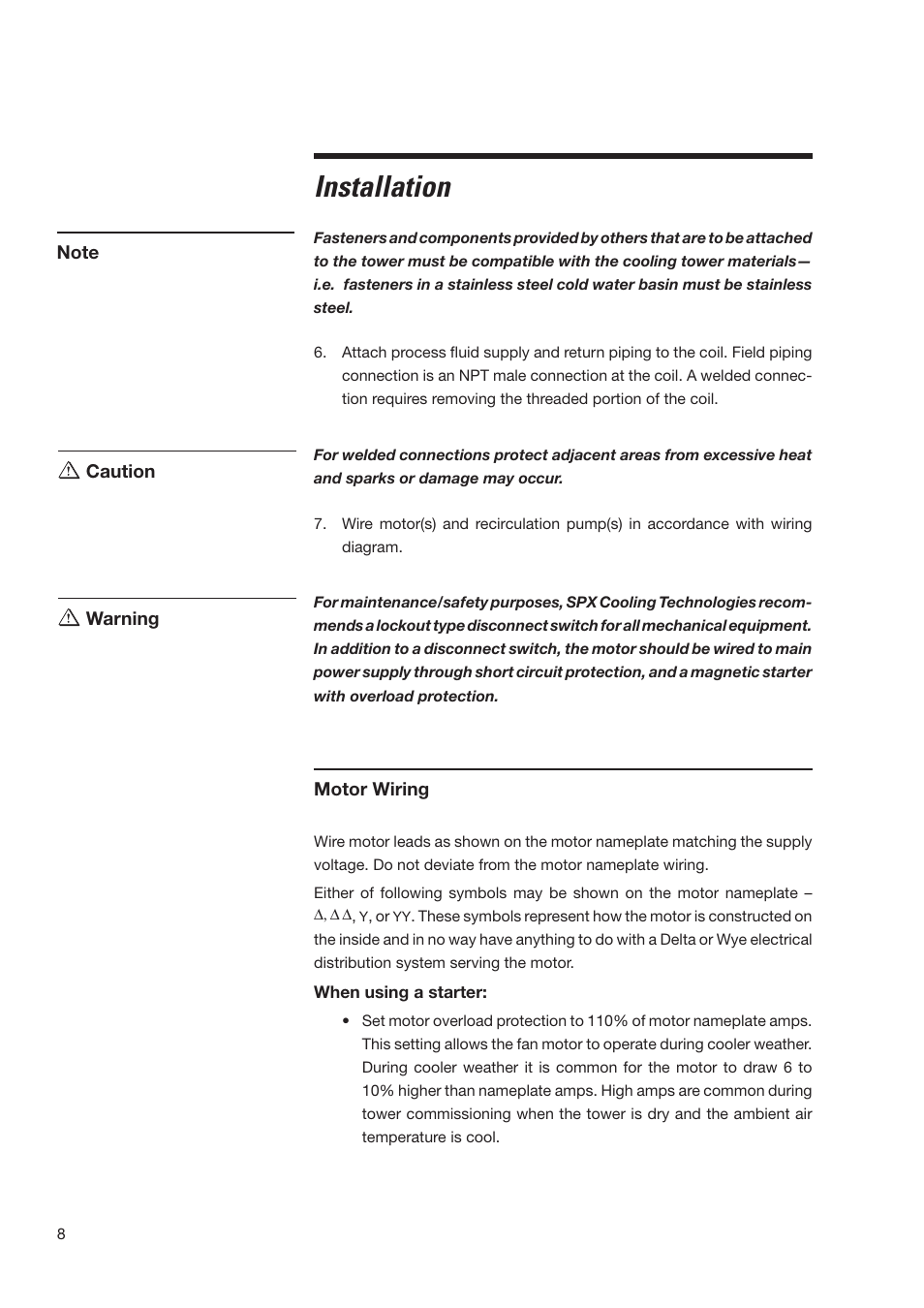 Installation | SPX Cooling Technologies MARLEY MH MHF705 User Manual | Page 8 / 36