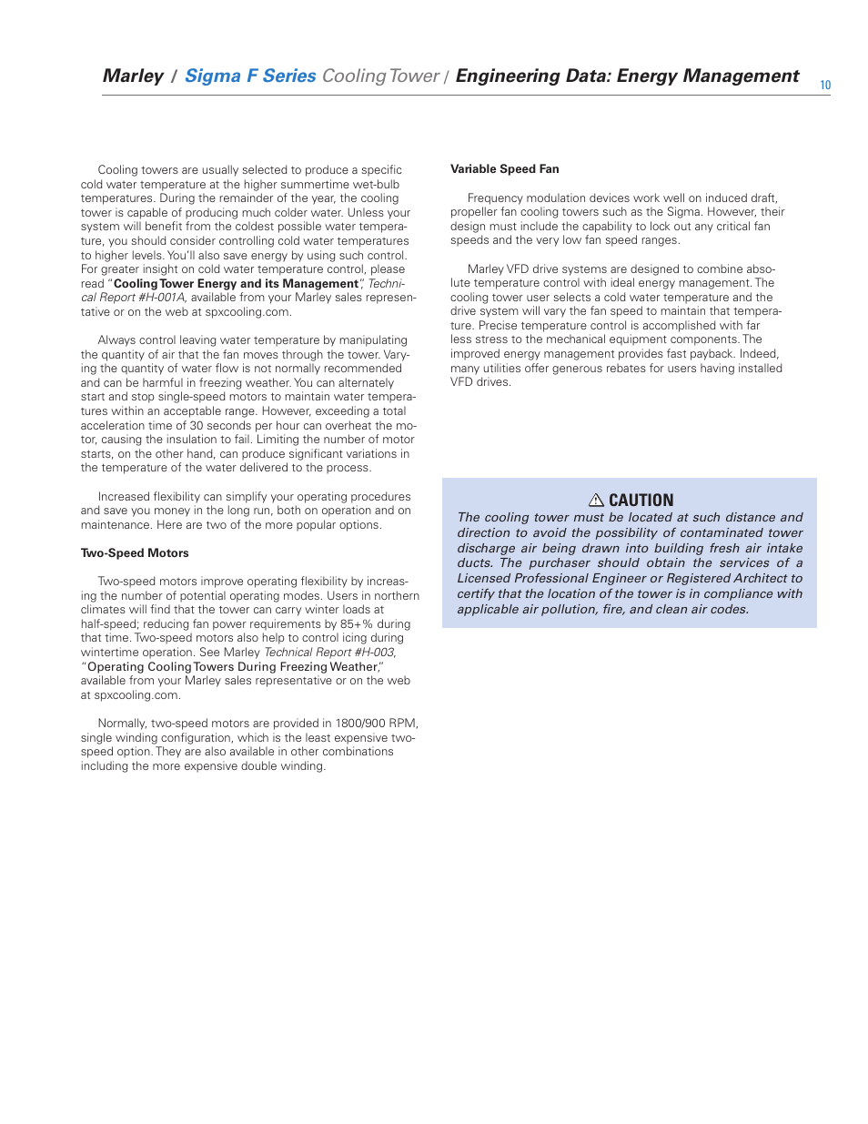 Caution | SPX Cooling Technologies Evaporative Air Cooler FSIG-TS-08A User Manual | Page 10 / 30