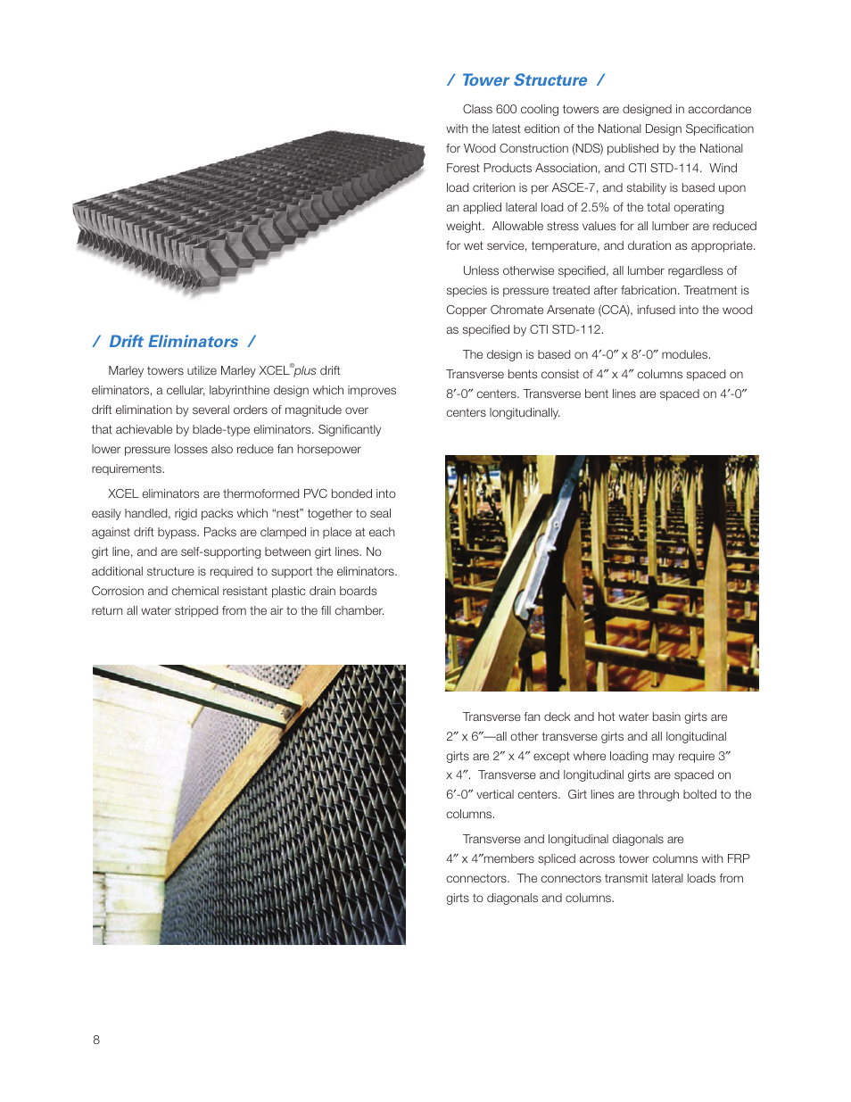 Drift eliminators, Tower structure | SPX Cooling Technologies Cooling Tower 600 User Manual | Page 8 / 12