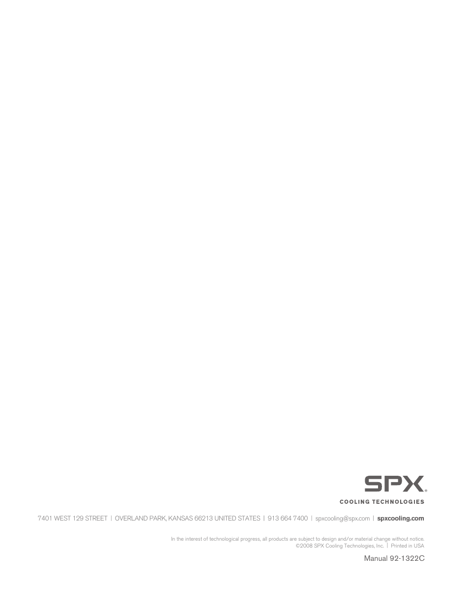 SPX Cooling Technologies 92-1322C User Manual | Page 16 / 16