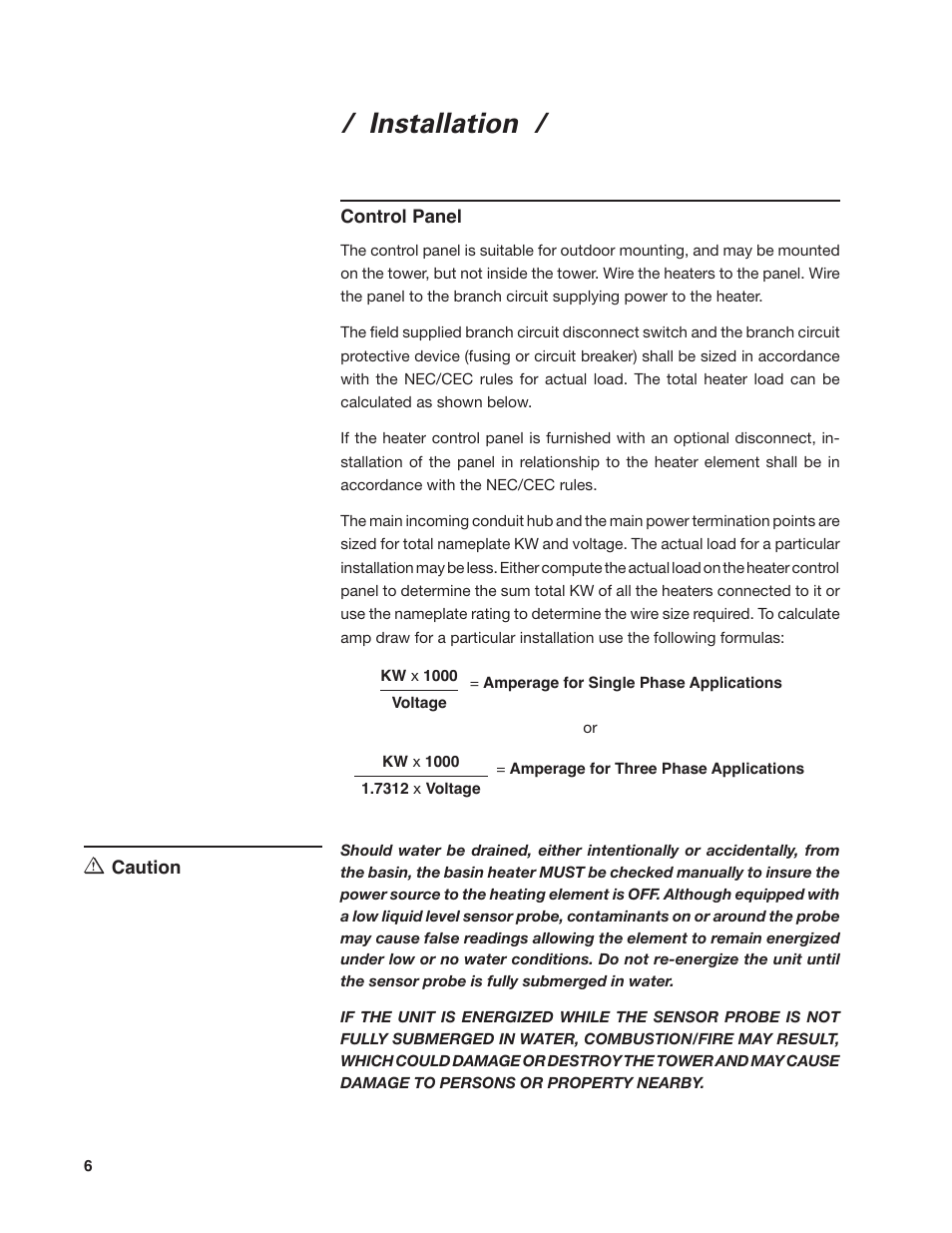Installation | SPX Cooling Technologies 92-1322C User Manual | Page 6 / 16