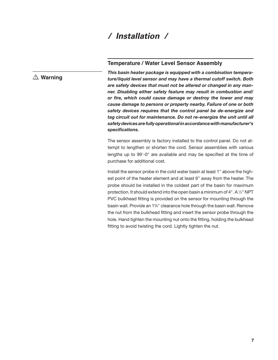 Installation | SPX Cooling Technologies 92-1322C User Manual | Page 7 / 16