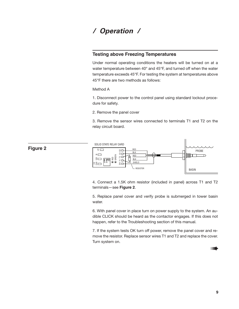 Operation, Testing above freezing temperatures, Figure 2 | SPX Cooling Technologies 92-1322C User Manual | Page 9 / 16