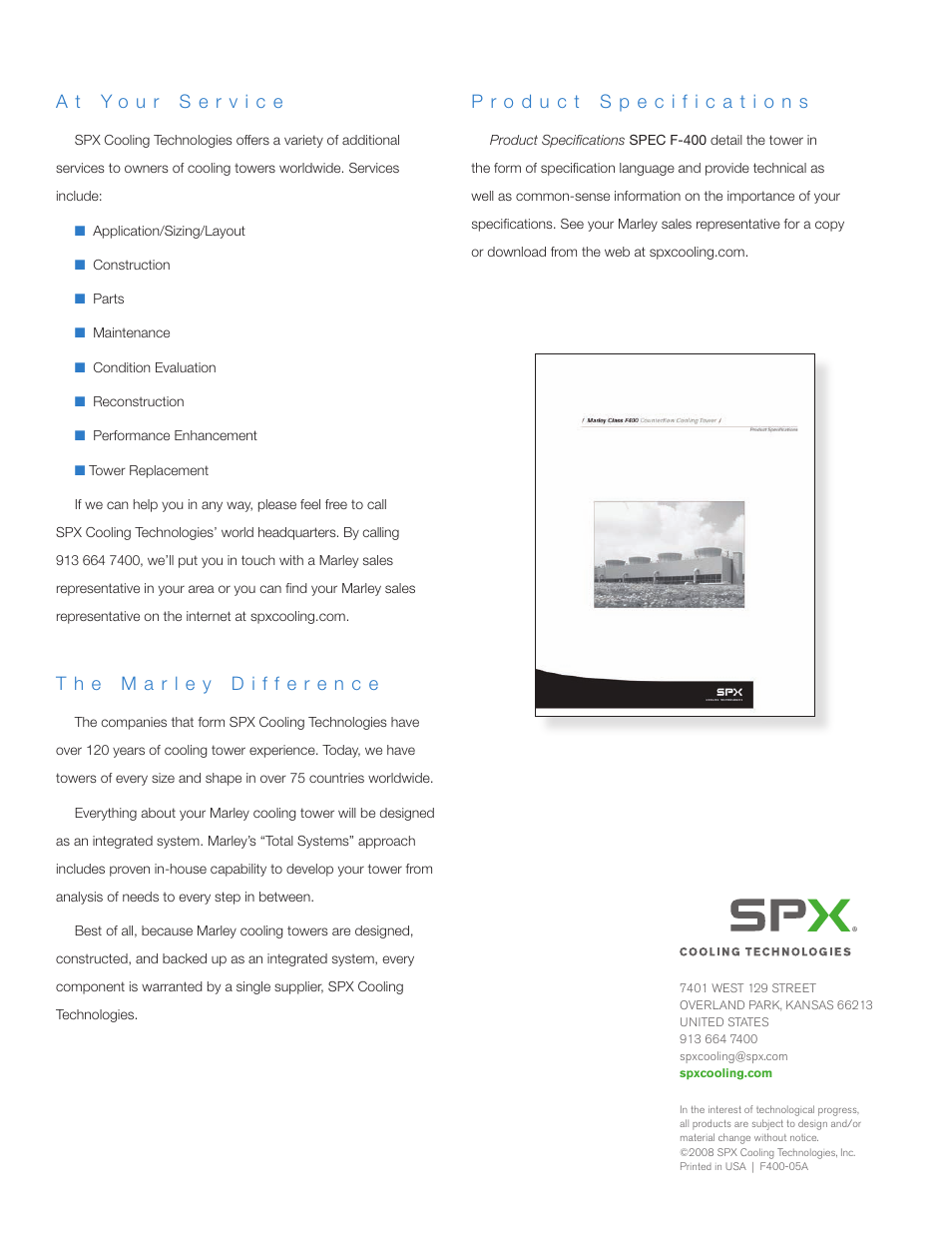 SPX Cooling Technologies F400 User Manual | Page 8 / 8