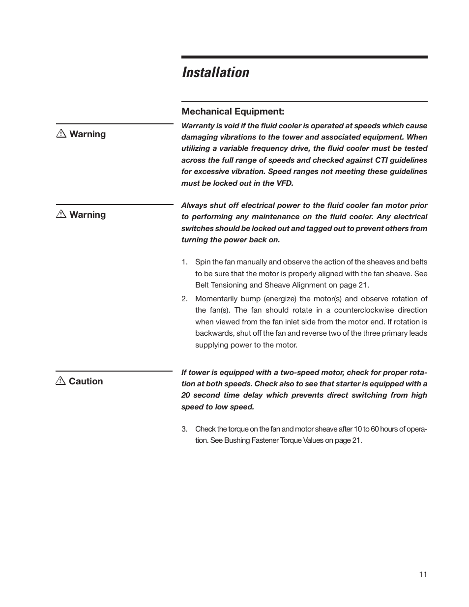 Installation | SPX Cooling Technologies Fluid Cooler Marley MC User Manual | Page 11 / 32