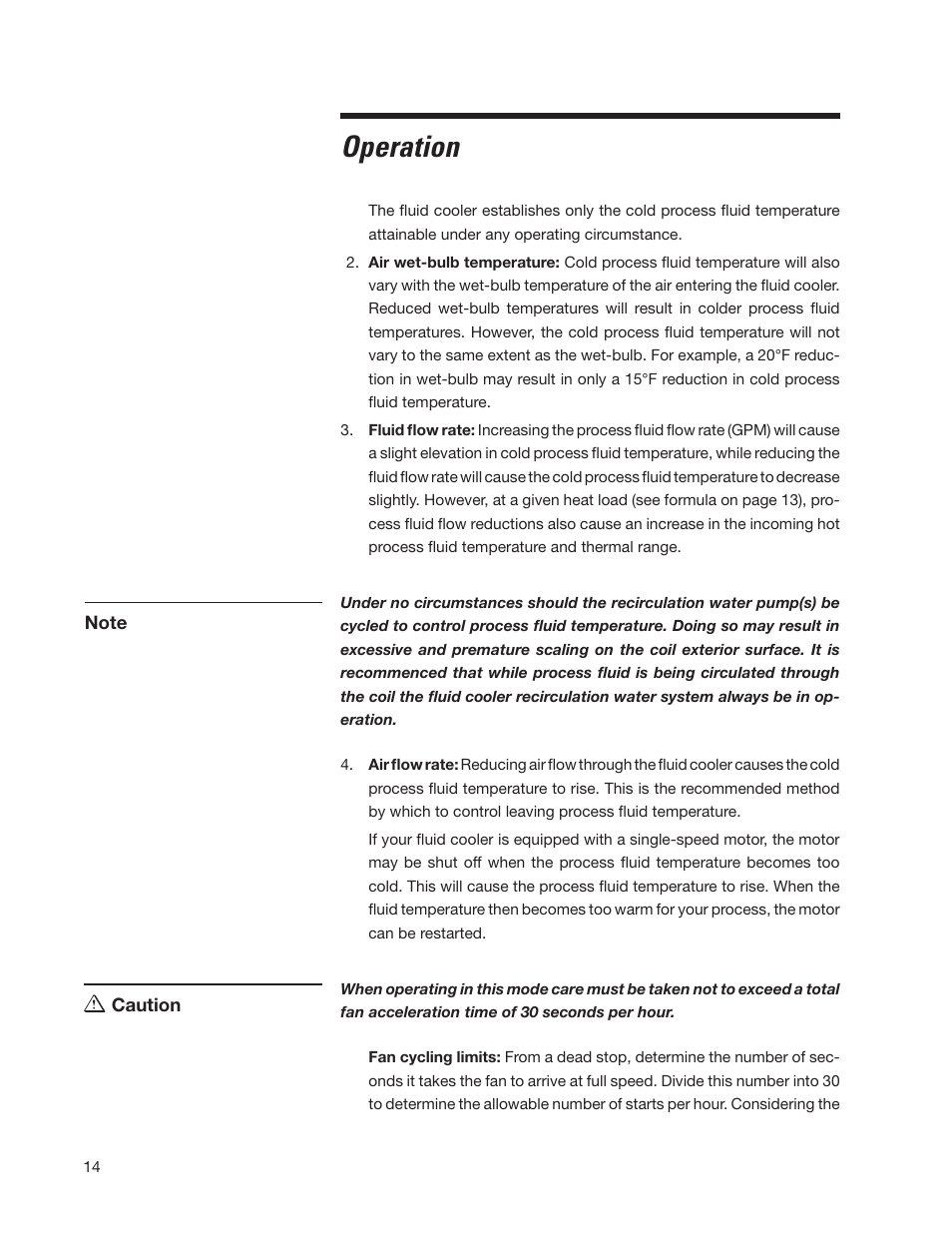Operation | SPX Cooling Technologies Fluid Cooler Marley MC User Manual | Page 14 / 32