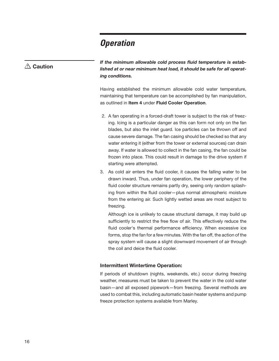 Operation | SPX Cooling Technologies Fluid Cooler Marley MC User Manual | Page 16 / 32