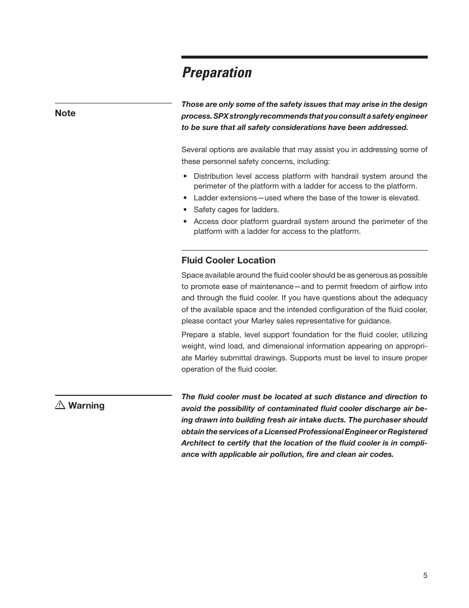 Preparation | SPX Cooling Technologies Fluid Cooler Marley MC User Manual | Page 5 / 32