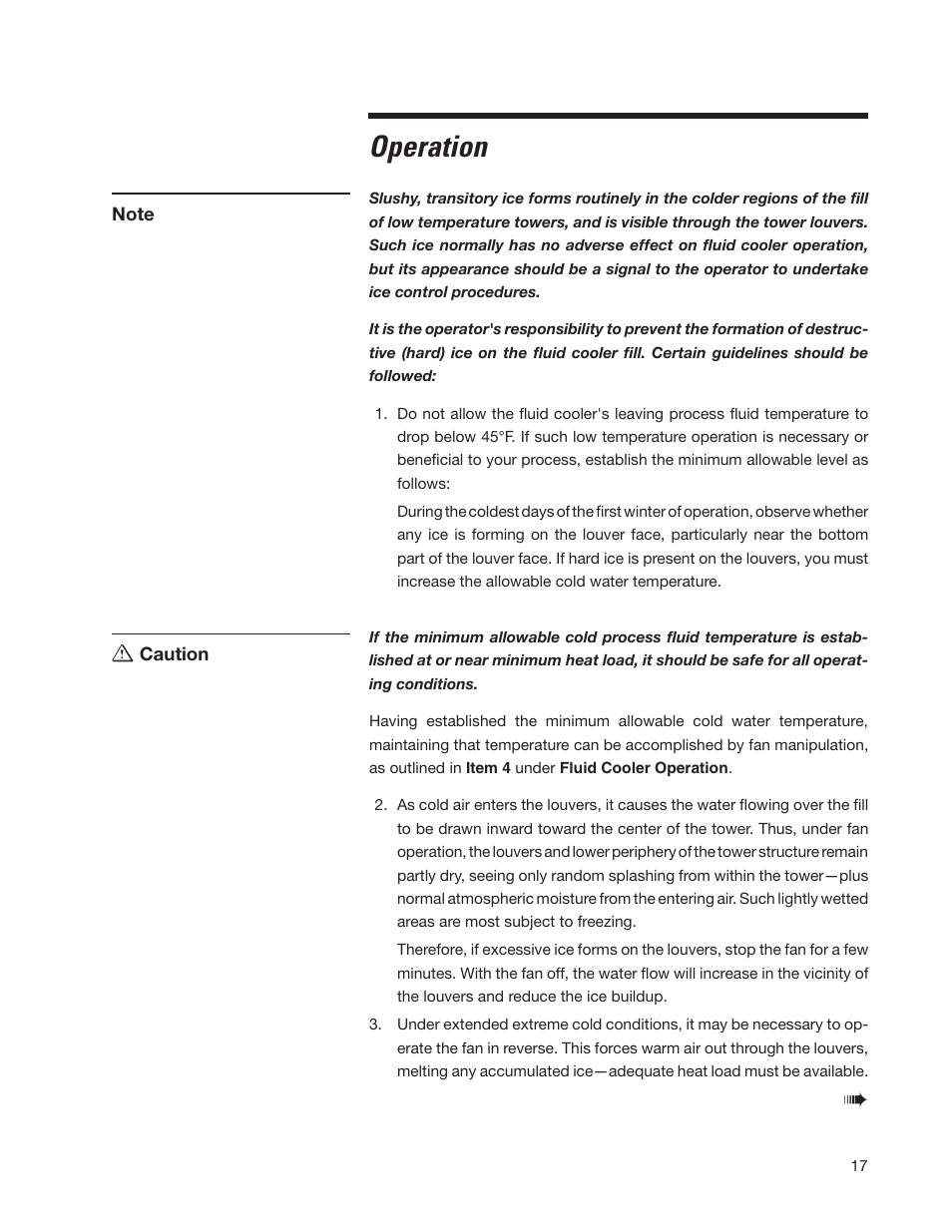 Operation | SPX Cooling Technologies Marley MH 05-116E User Manual | Page 17 / 36