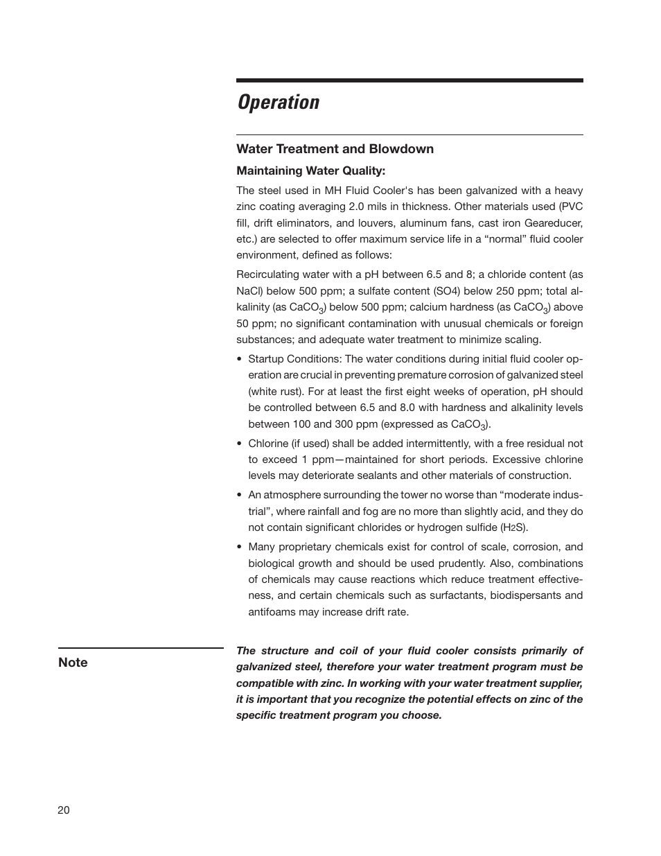Operation | SPX Cooling Technologies Marley MH 05-116E User Manual | Page 20 / 36