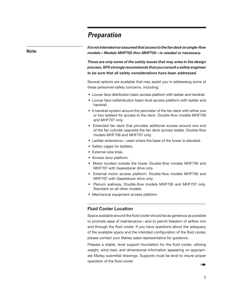 Preparation | SPX Cooling Technologies Marley MH 05-116E User Manual | Page 5 / 36