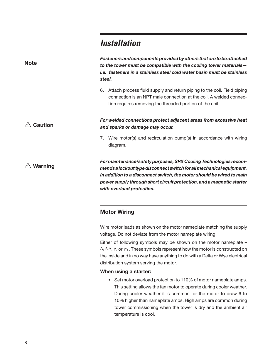 Installation | SPX Cooling Technologies Marley MH 05-116E User Manual | Page 8 / 36