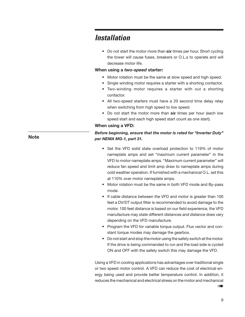 Installation | SPX Cooling Technologies Marley MH 05-116E User Manual | Page 9 / 36