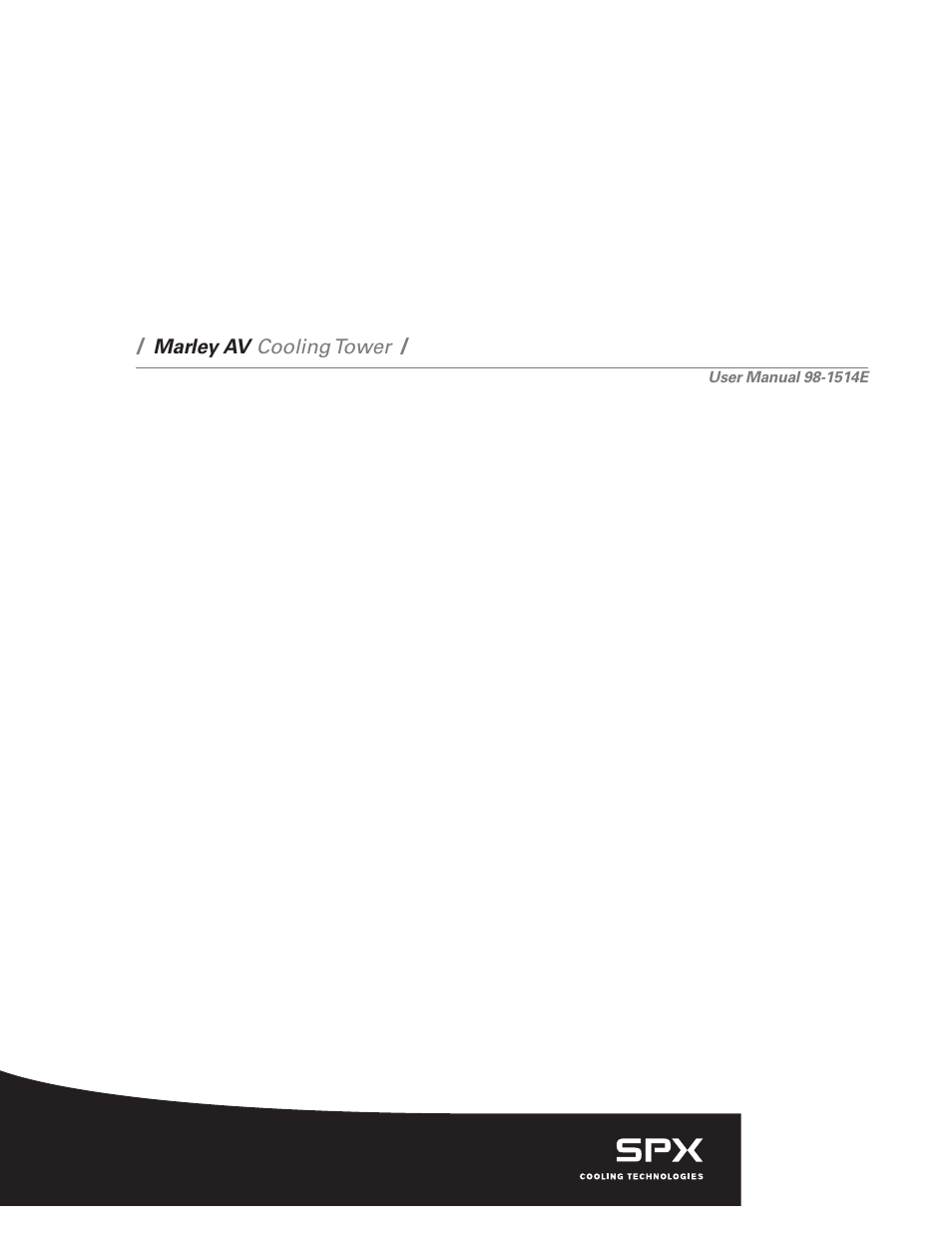 SPX Cooling Technologies MARLEY AV 98-1514E User Manual | 32 pages