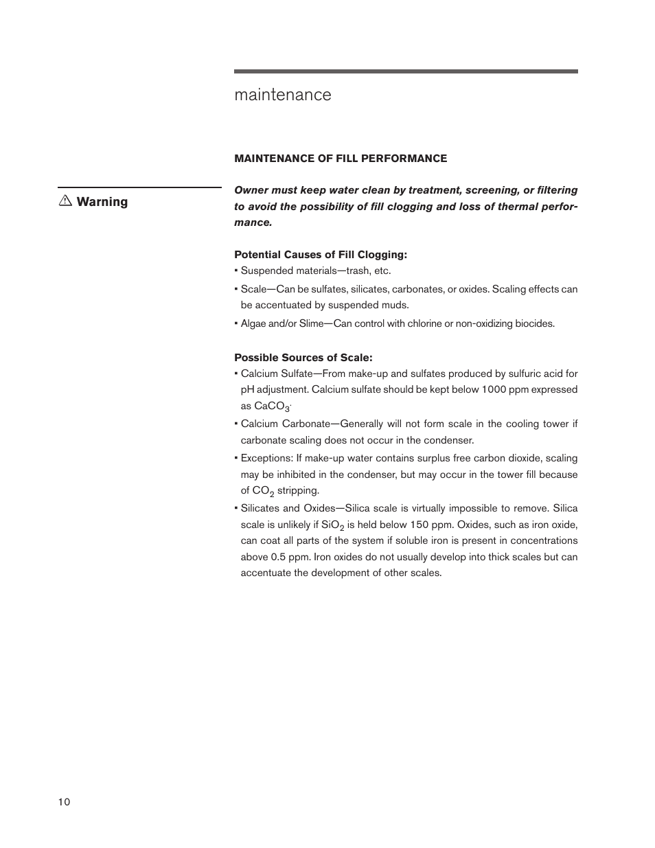 Maintenance | SPX Cooling Technologies MARLEY CLASS F400 User Manual | Page 10 / 20