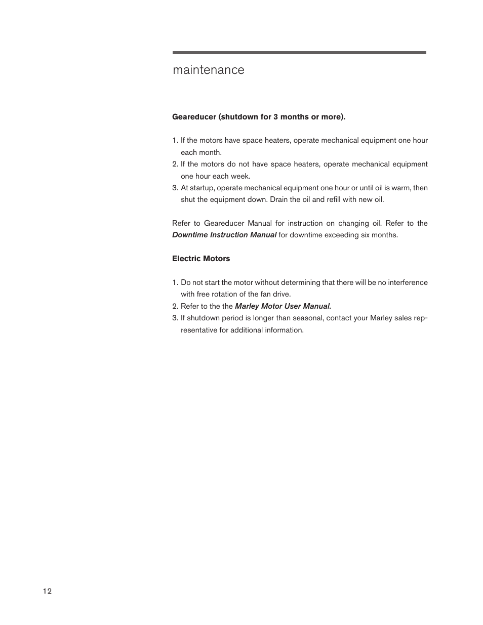Maintenance | SPX Cooling Technologies MARLEY CLASS F400 User Manual | Page 12 / 20