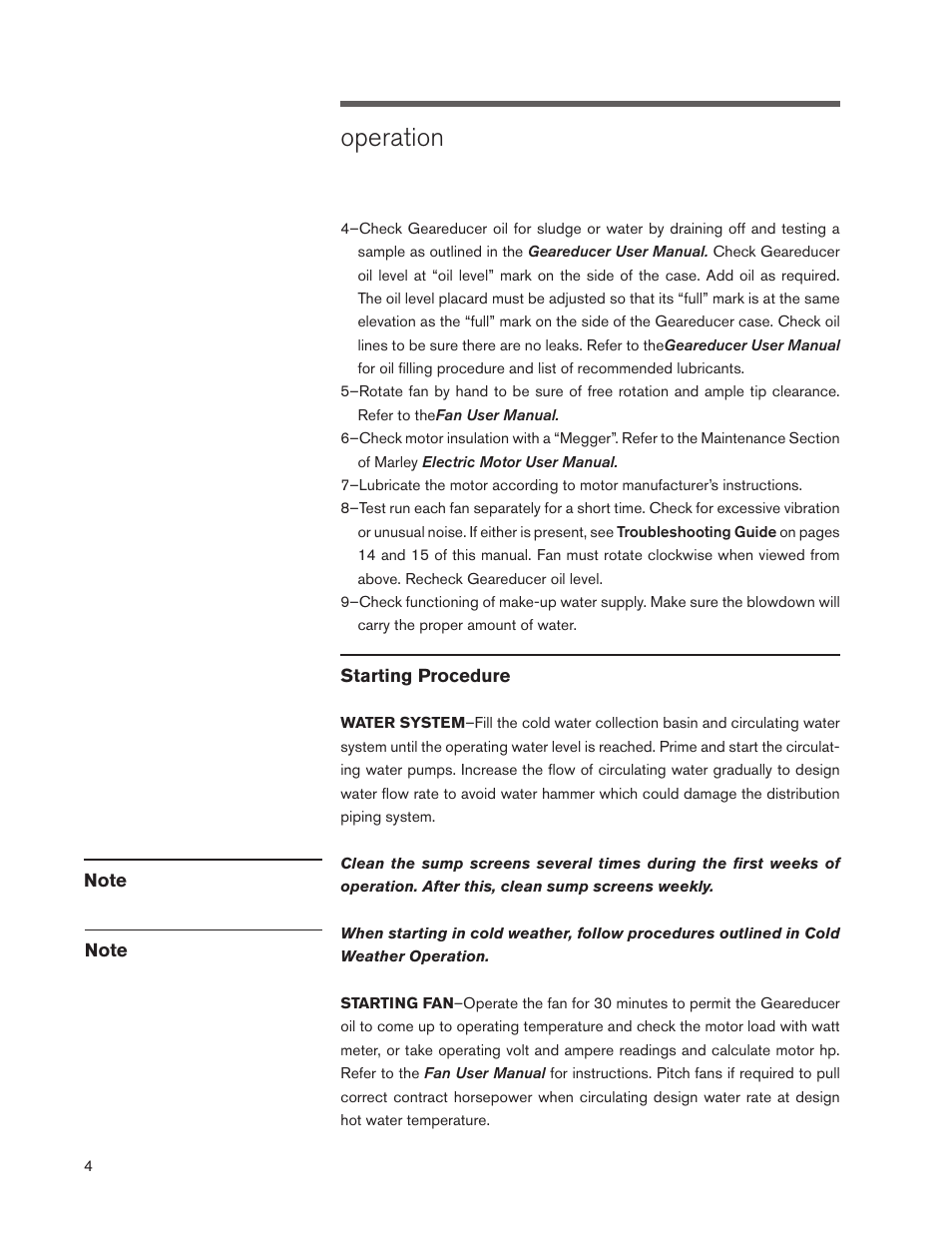 Operation | SPX Cooling Technologies MARLEY CLASS F400 User Manual | Page 4 / 20