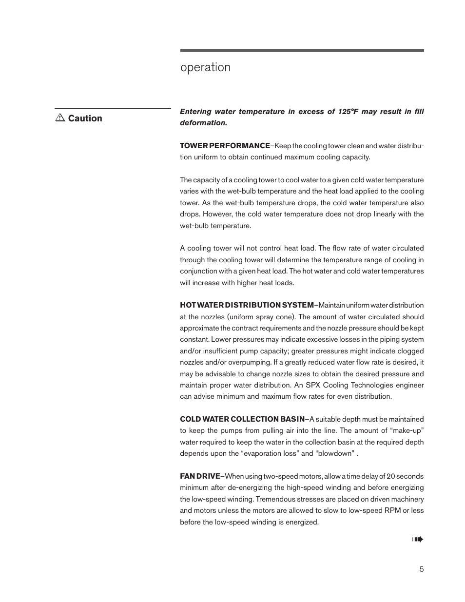 Operation | SPX Cooling Technologies MARLEY CLASS F400 User Manual | Page 5 / 20