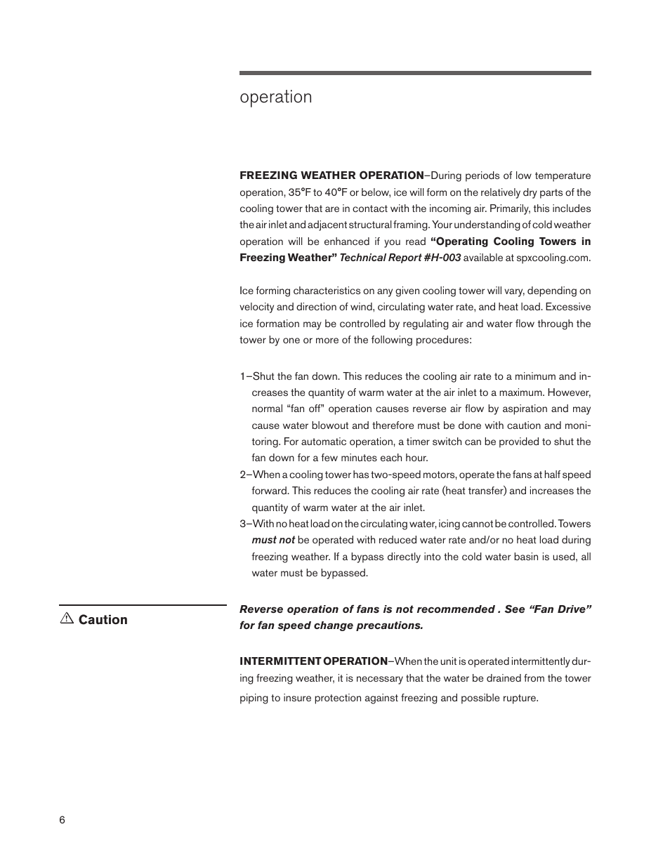 Operation | SPX Cooling Technologies MARLEY CLASS F400 User Manual | Page 6 / 20