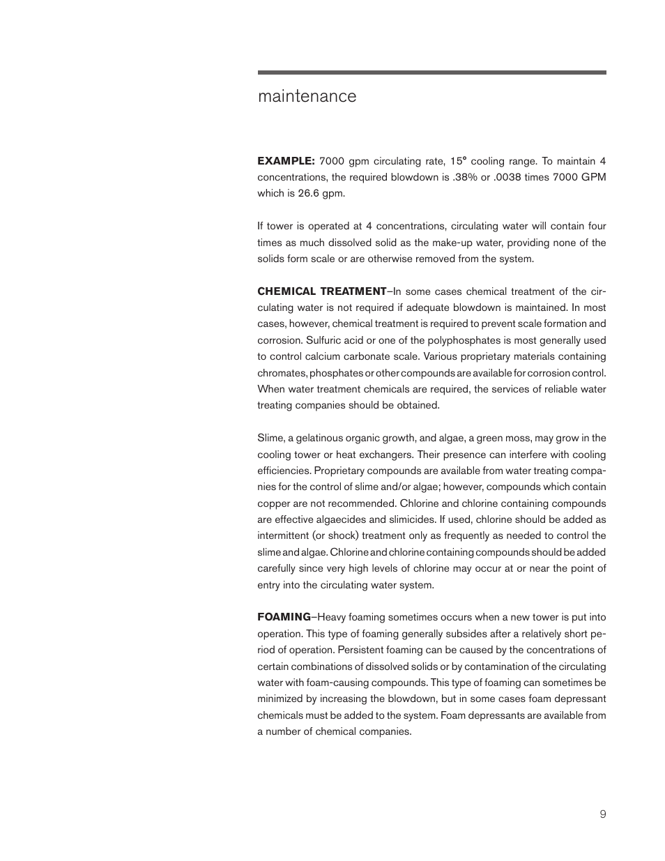 Maintenance | SPX Cooling Technologies MARLEY CLASS F400 User Manual | Page 9 / 20