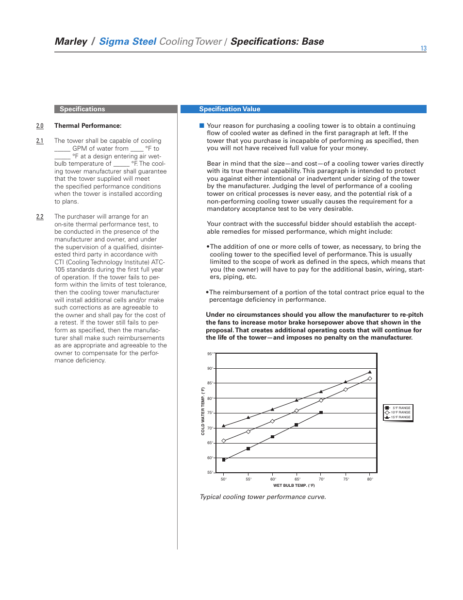 Marley, Sigma steel cooling tower, Specifications: base | SPX Cooling Technologies Marley Sigma Steel User Manual | Page 13 / 28