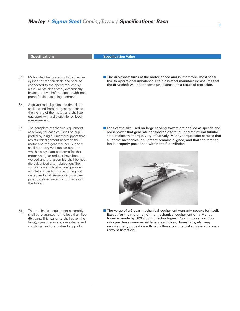 Marley, Sigma steel cooling tower, Specifications: base | SPX Cooling Technologies Marley Sigma Steel User Manual | Page 16 / 28