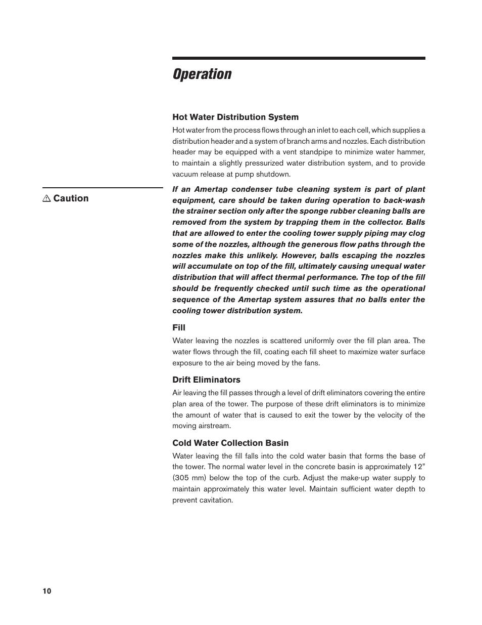 Operation | SPX Cooling Technologies MARLEY CLASS 800 User Manual | Page 10 / 28