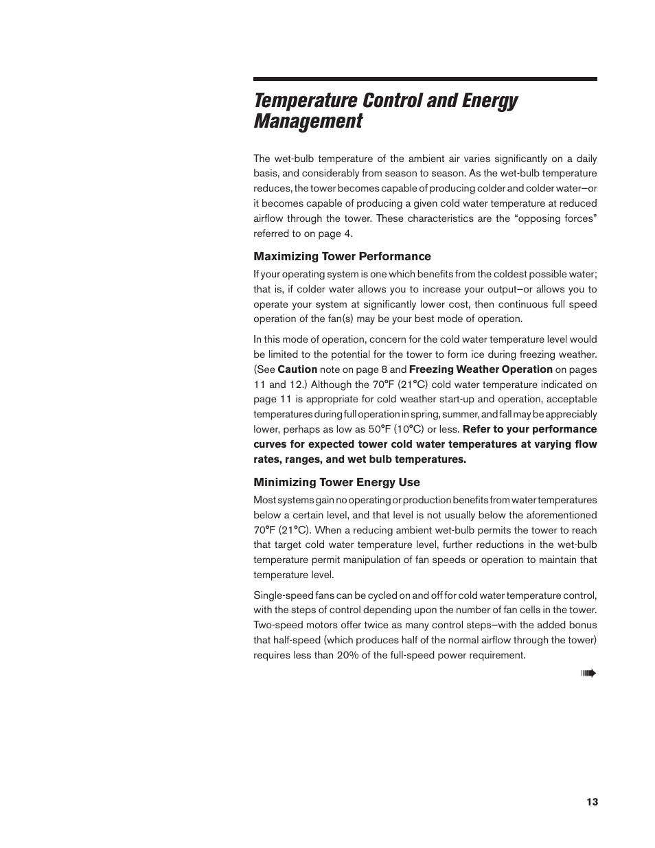 Temperature control and energy management | SPX Cooling Technologies MARLEY CLASS 800 User Manual | Page 13 / 28