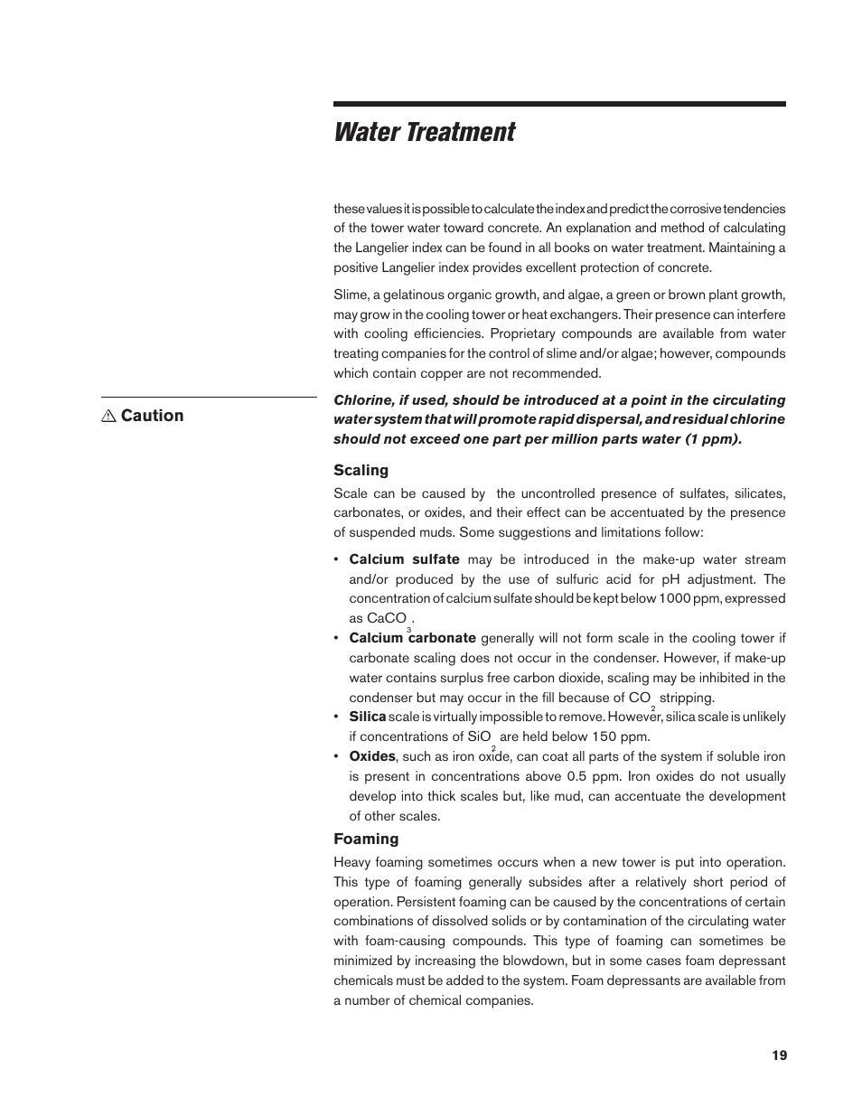 Water treatment | SPX Cooling Technologies MARLEY CLASS 800 User Manual | Page 19 / 28