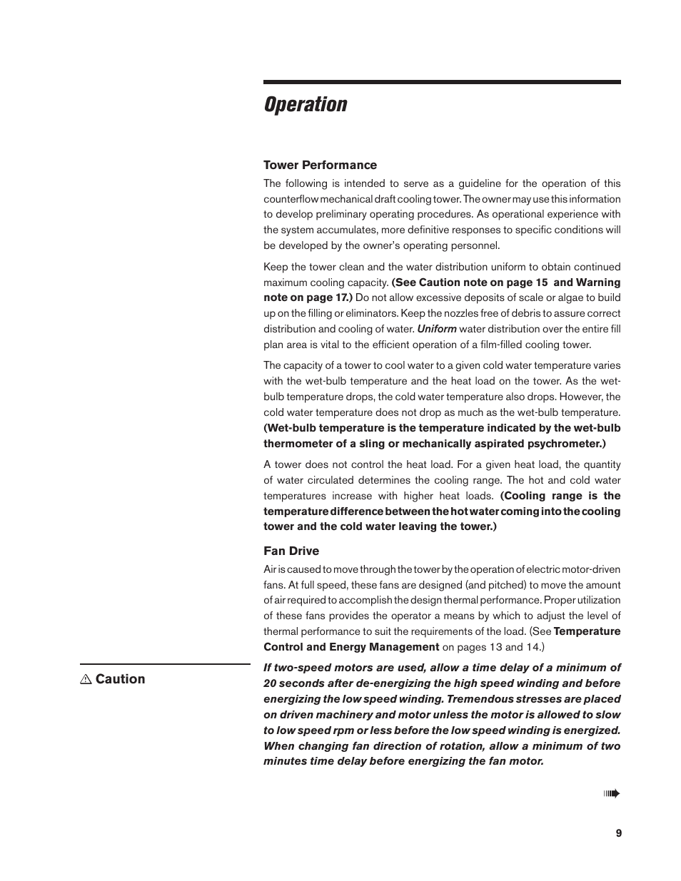 Operation | SPX Cooling Technologies MARLEY CLASS 800 User Manual | Page 9 / 28