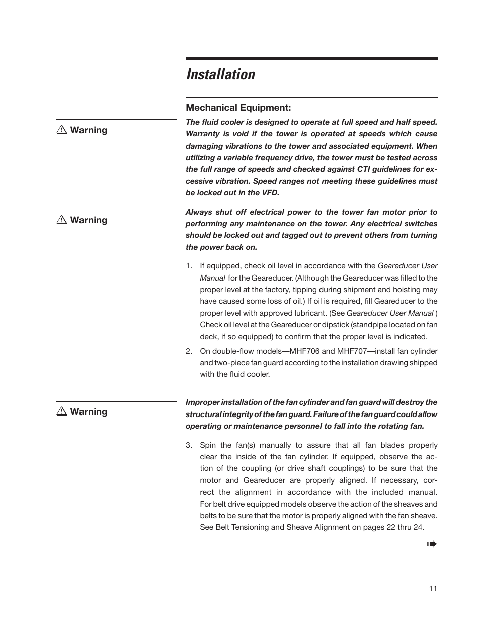 Installation | SPX Cooling Technologies Marley MH Fluid Cooler User Manual | Page 11 / 36
