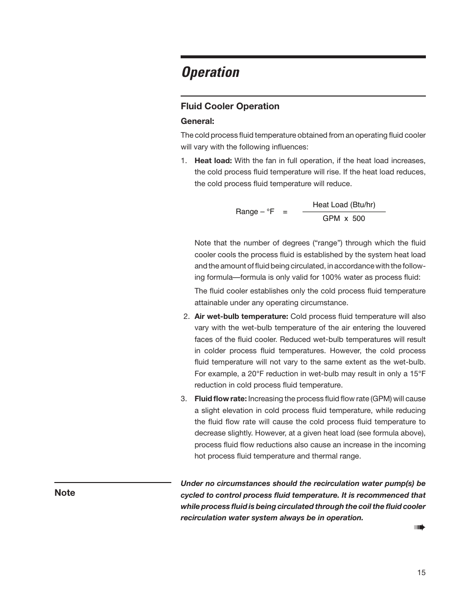 Operation | SPX Cooling Technologies Marley MH Fluid Cooler User Manual | Page 15 / 36