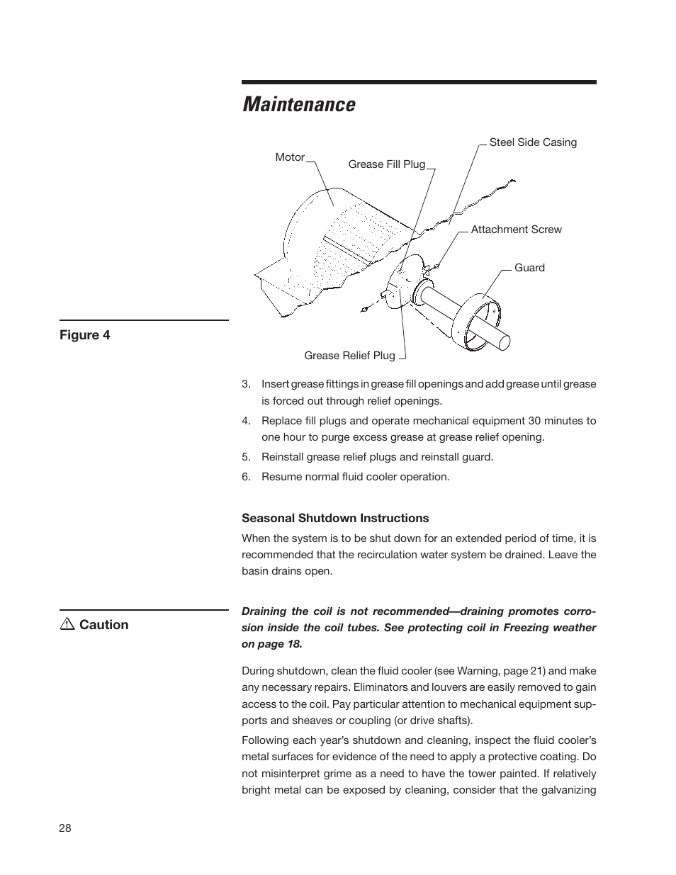 Maintenance | SPX Cooling Technologies Marley MH Fluid Cooler User Manual | Page 28 / 36