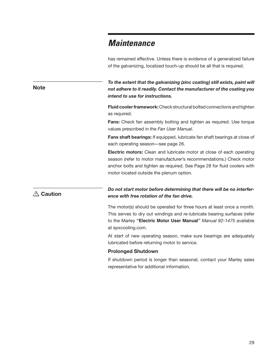 Maintenance | SPX Cooling Technologies Marley MH Fluid Cooler User Manual | Page 29 / 36