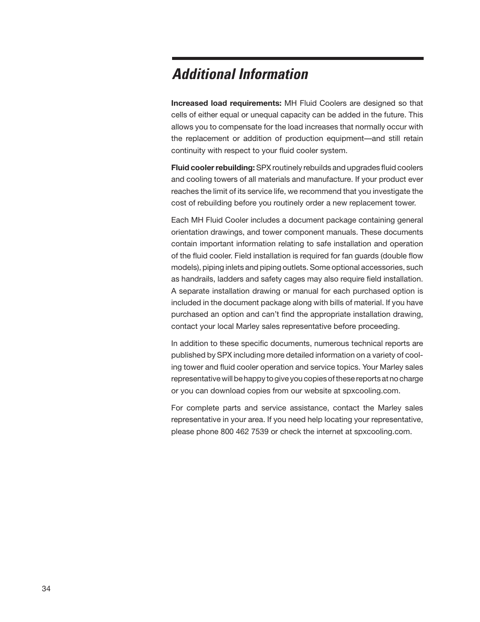 Additional information | SPX Cooling Technologies Marley MH Fluid Cooler User Manual | Page 34 / 36