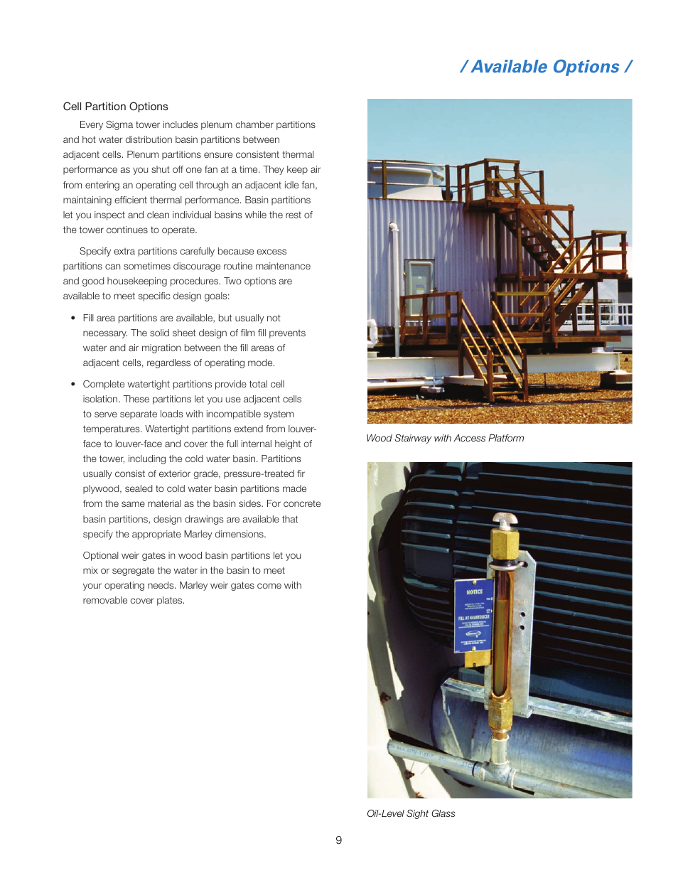 Available options | SPX Cooling Technologies Marley Sigma Wood CoolingTower 1200 User Manual | Page 9 / 12