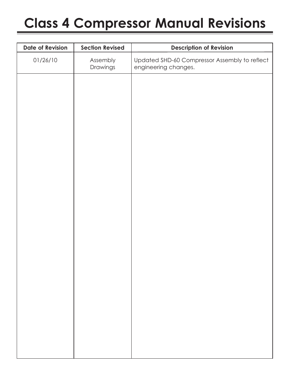 Class 4 compressor manual revisions | Stellar Industries V480 User Manual | Page 2 / 30