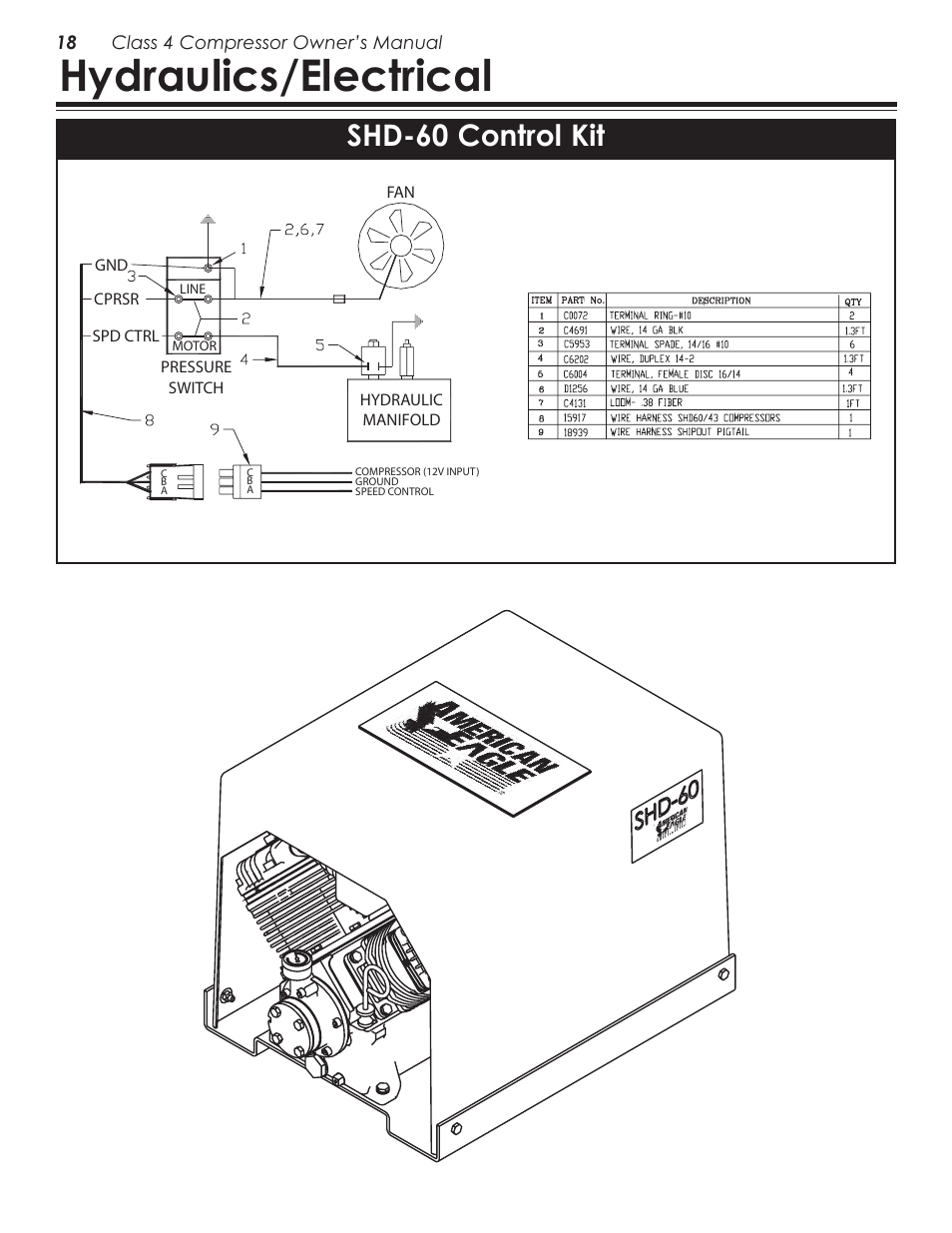 Typical hydraulic circuit for tandum (two part), Pump with multiple components, Typical hydraulic circuit for single stage | Hydraulics/electrical, Shd-60 control kit | Stellar Industries V480 User Manual | Page 22 / 30