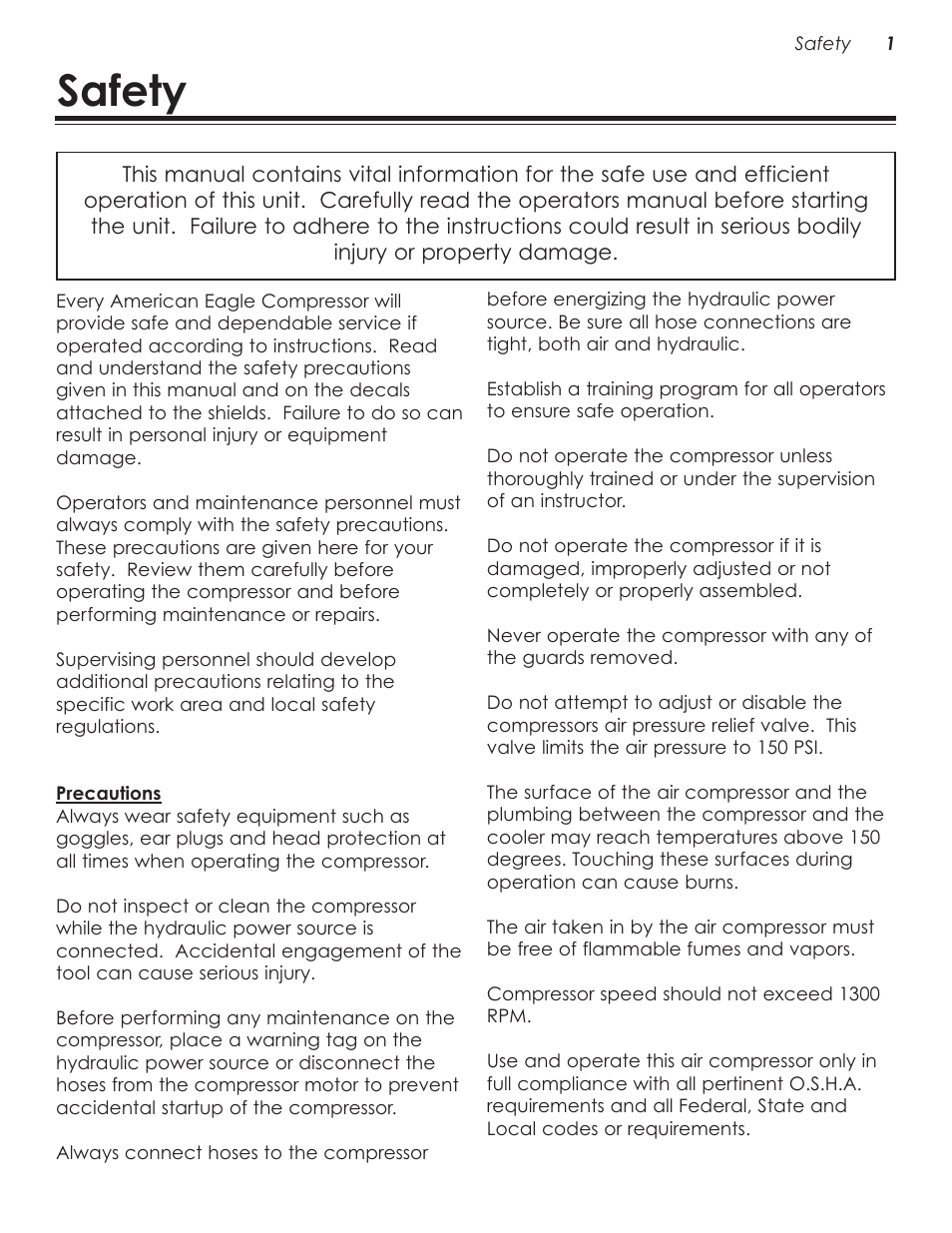 Safety | Stellar Industries V480 User Manual | Page 5 / 30